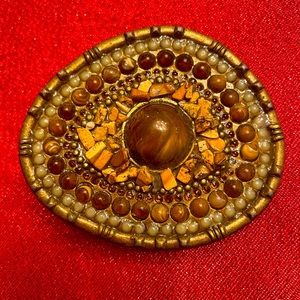 Hand Made Tigers Eye Western Belt Buckle